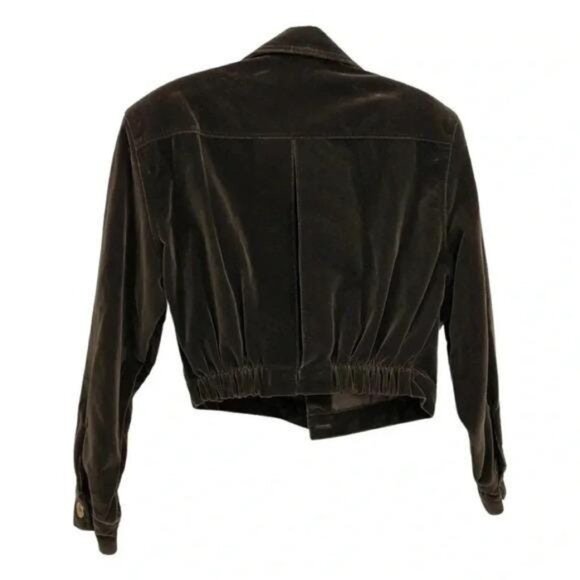 Vintage Opal by Lorraine Wardy Brown Velvet Cotton 2-Piece Set – Cropped Jacket - Picture 4 of 8